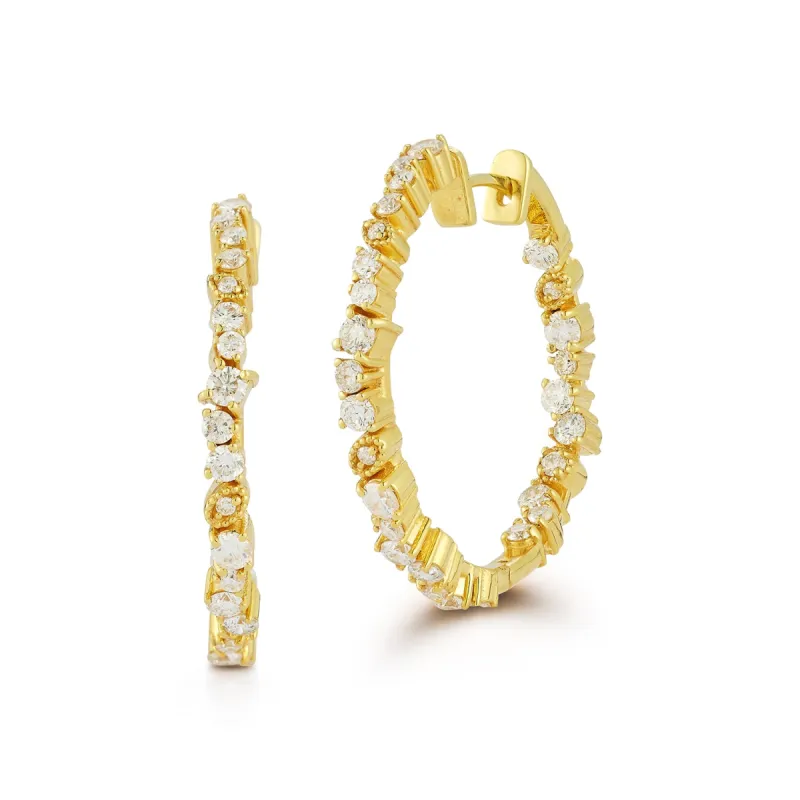 Medium Confetti Diamond Hoop Earrings sold by Tanya Farah