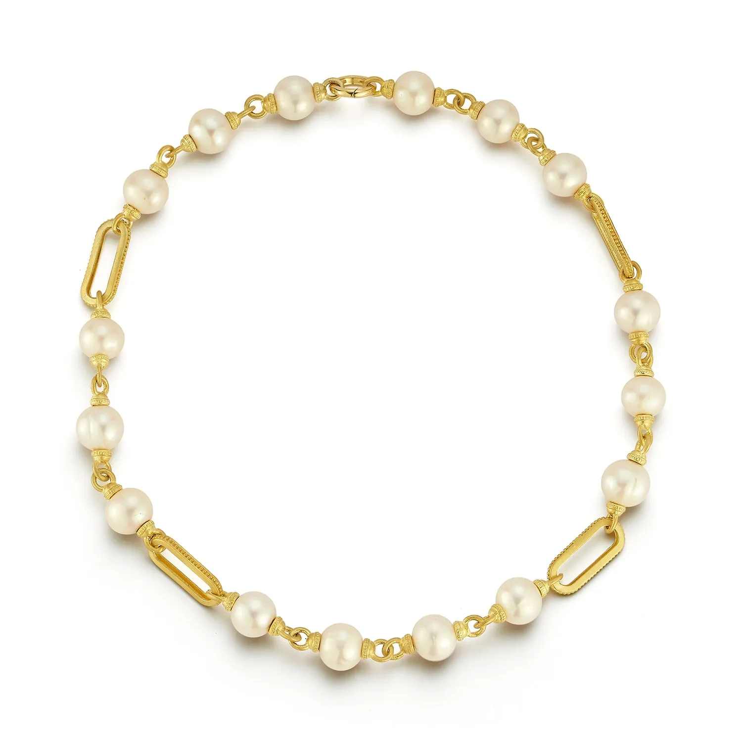 Large Rectangular Link & Pearl Necklace sold by Tanya Farah