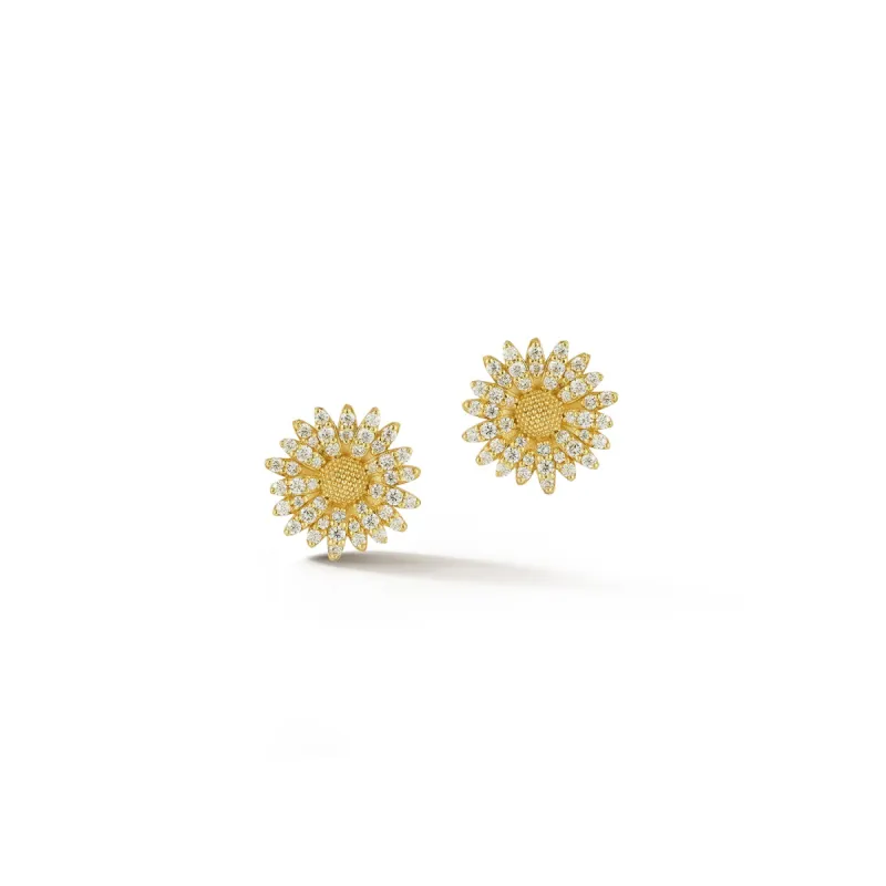 Small Daisy Earrings with Diamonds sold by Tanya Farah