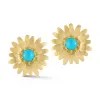 Large Gold Daisy Earrings with Turquoise sold by Tanya Farah