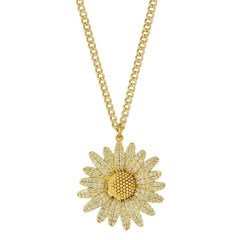 Large Daisy Necklace with Diamonds made by Tanya Farah