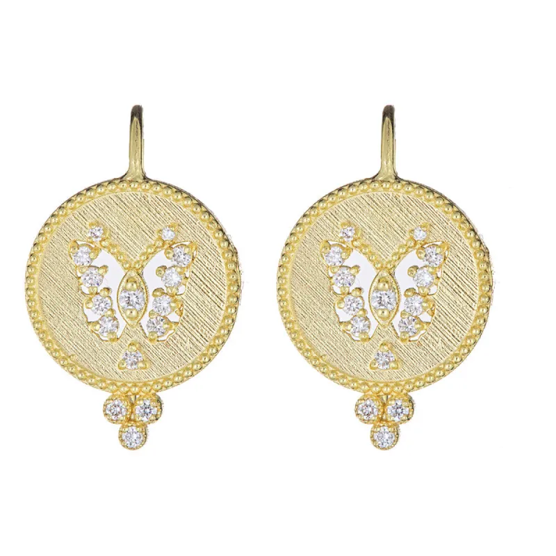 Small Tree of Life Butterfly Diamond Disc Earrings sold by Tanya Farah