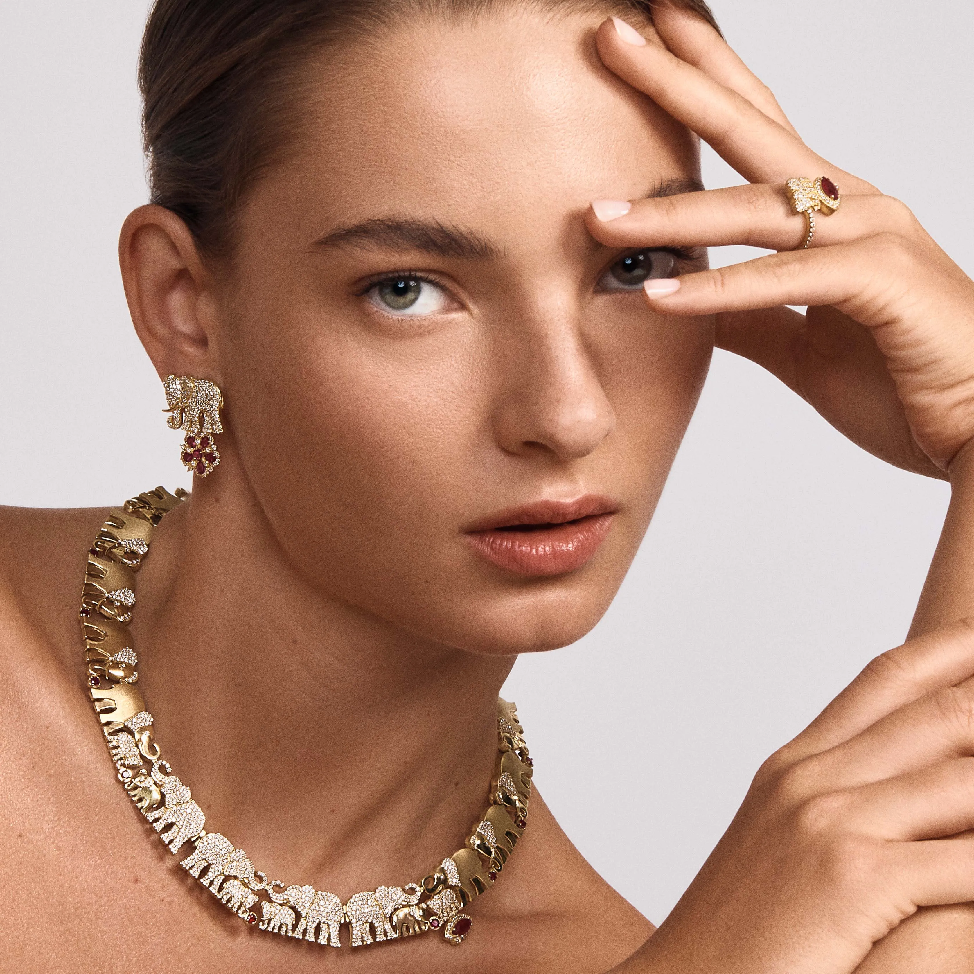 Elephant Diamond & Ruby Bypass Ring sold by Tanya Farah product image thumbnail 2