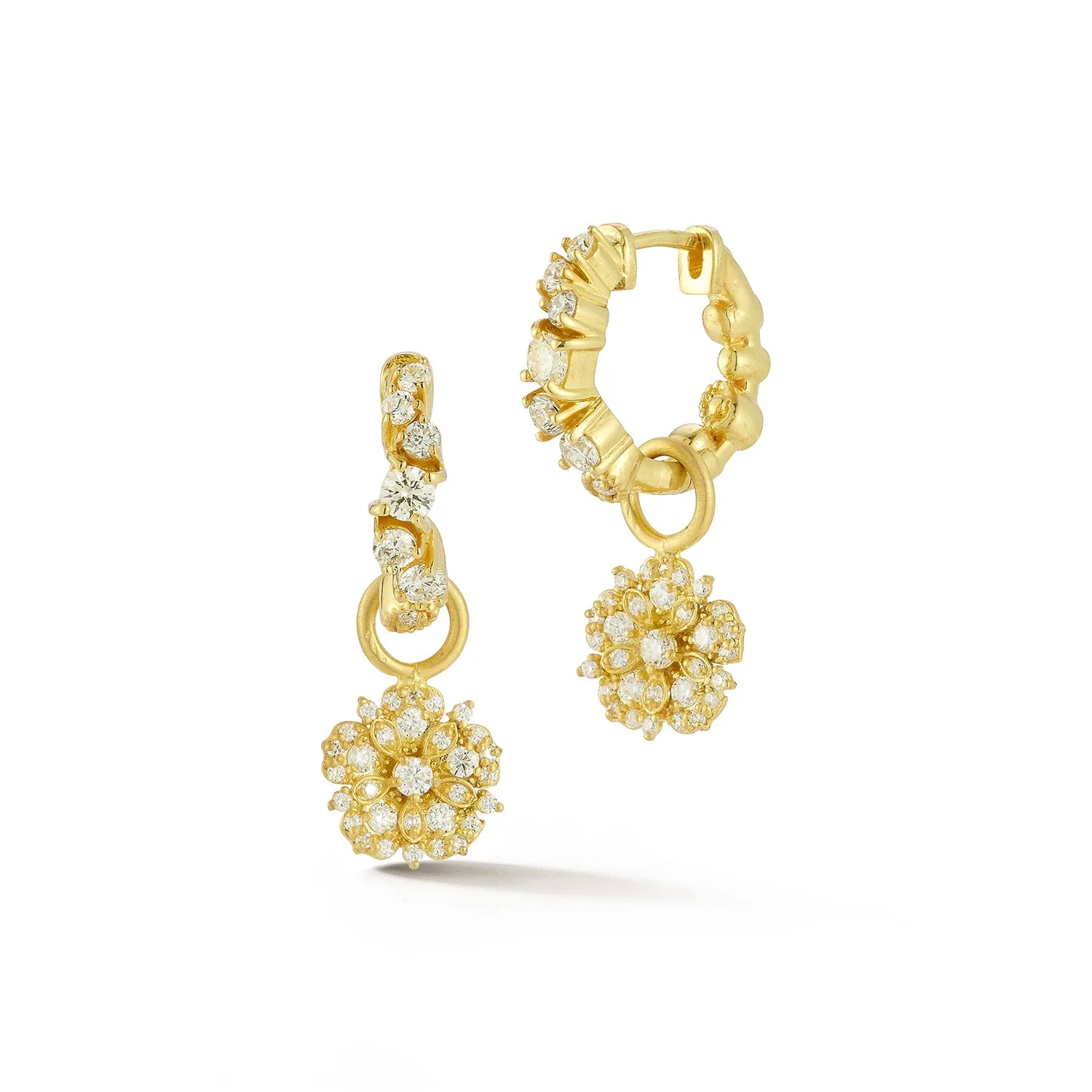 Mini Jasmine Bloom Hoop Earrings with Diamonds sold by Tanya Farah