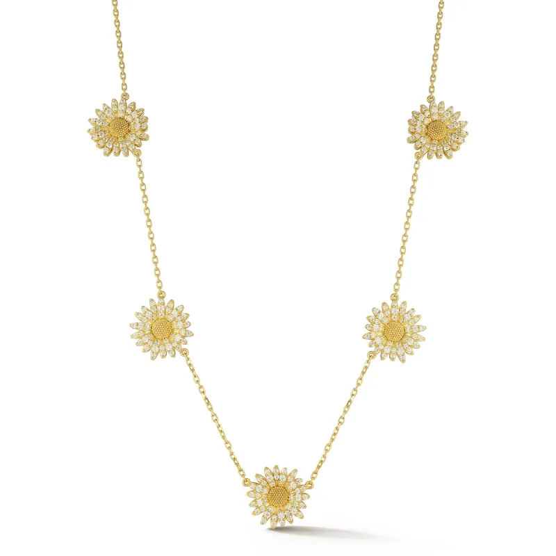 Small Daisy Station Necklace with Diamonds sold by Tanya Farah