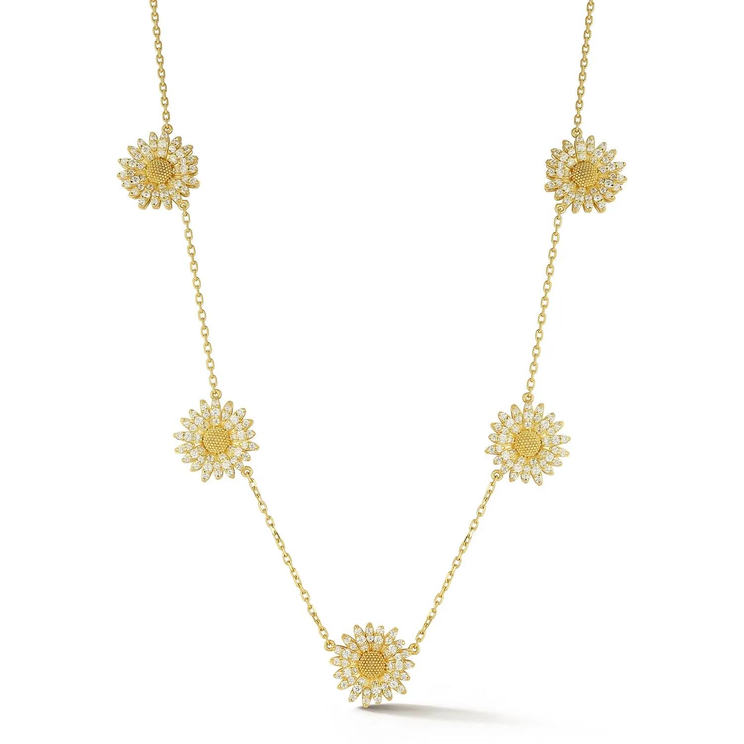 Small Daisy Station Necklace with Diamonds sold by Tanya Farah
