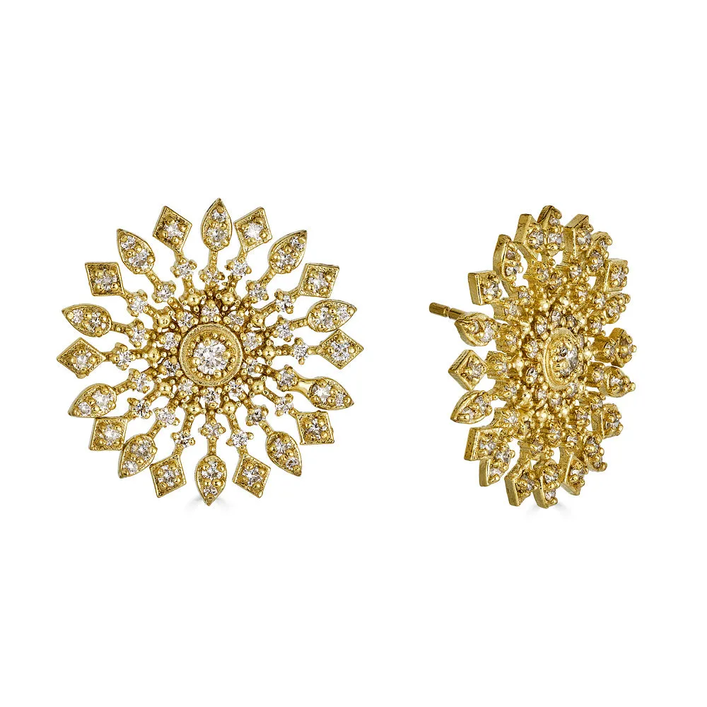 Small Sunburst Diamond Earrings sold by Tanya Farah