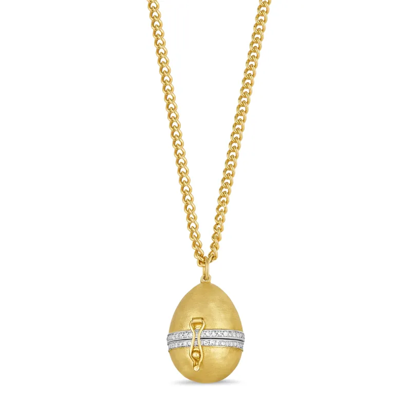 Gold Diamond Egg Locket made by Tanya Farah