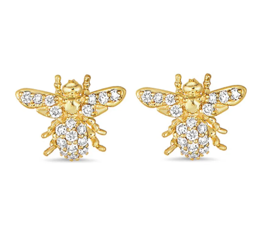 Small 'Queen' Bee Diamond Studs sold by Tanya Farah