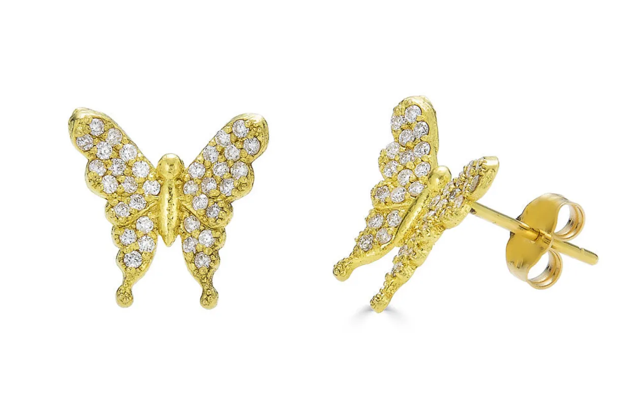Medium Butterfly Diamond Earrings sold by Tanya Farah