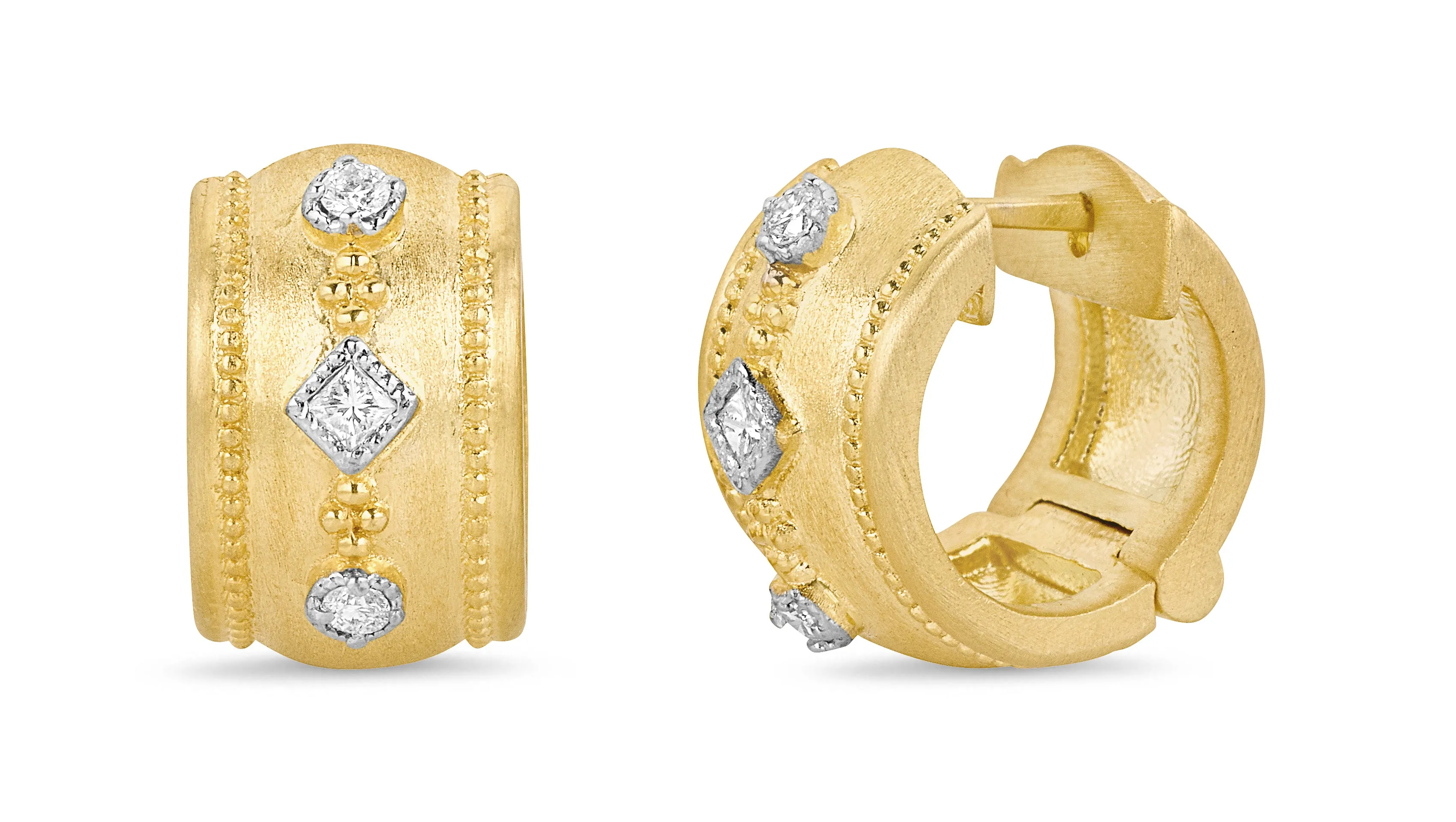 Bezel Diamond Huggies sold by Tanya Farah