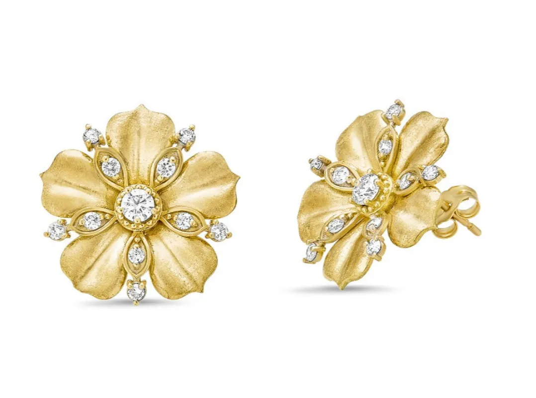 Large Jasmine Bloom Tala Diamond Earrings sold by Tanya Farah