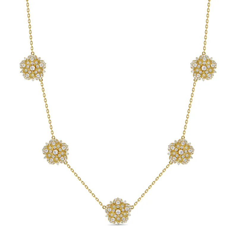 Small Jasmine Bloom 5 Station Necklace with Diamonds sold by Tanya Farah
