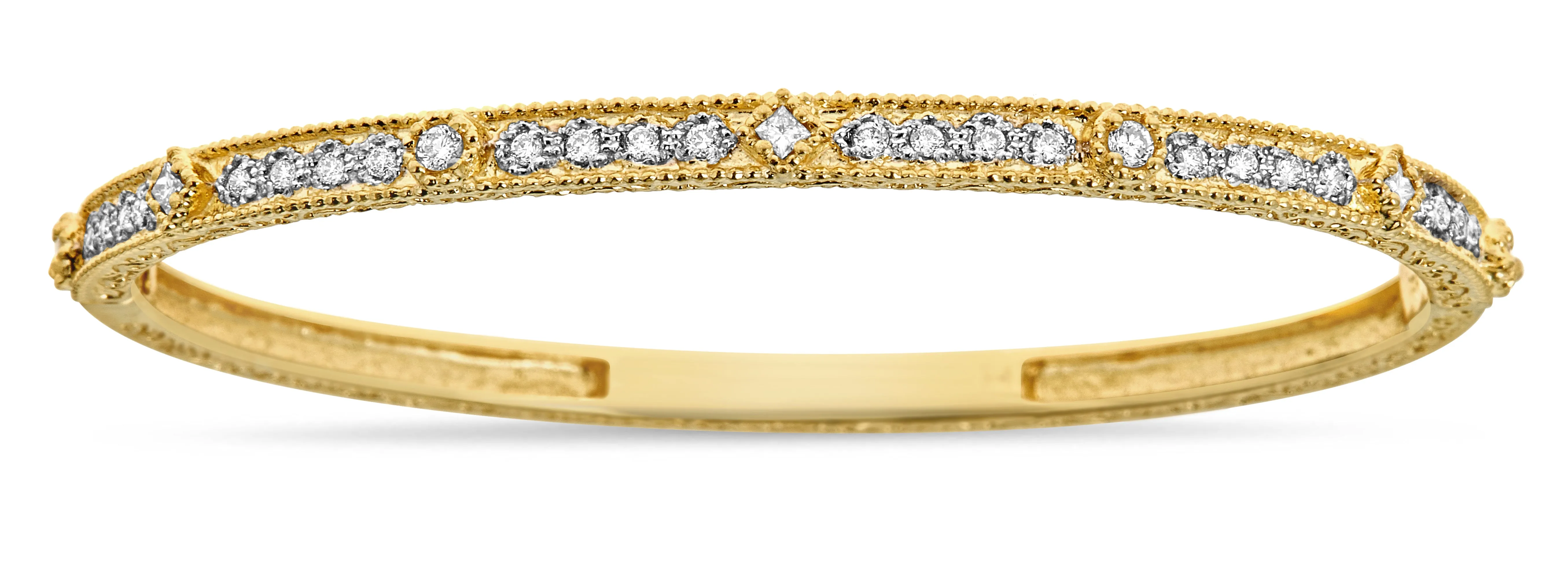 Diamond Circle Square Bezel Bangle sold by Tanya Farah