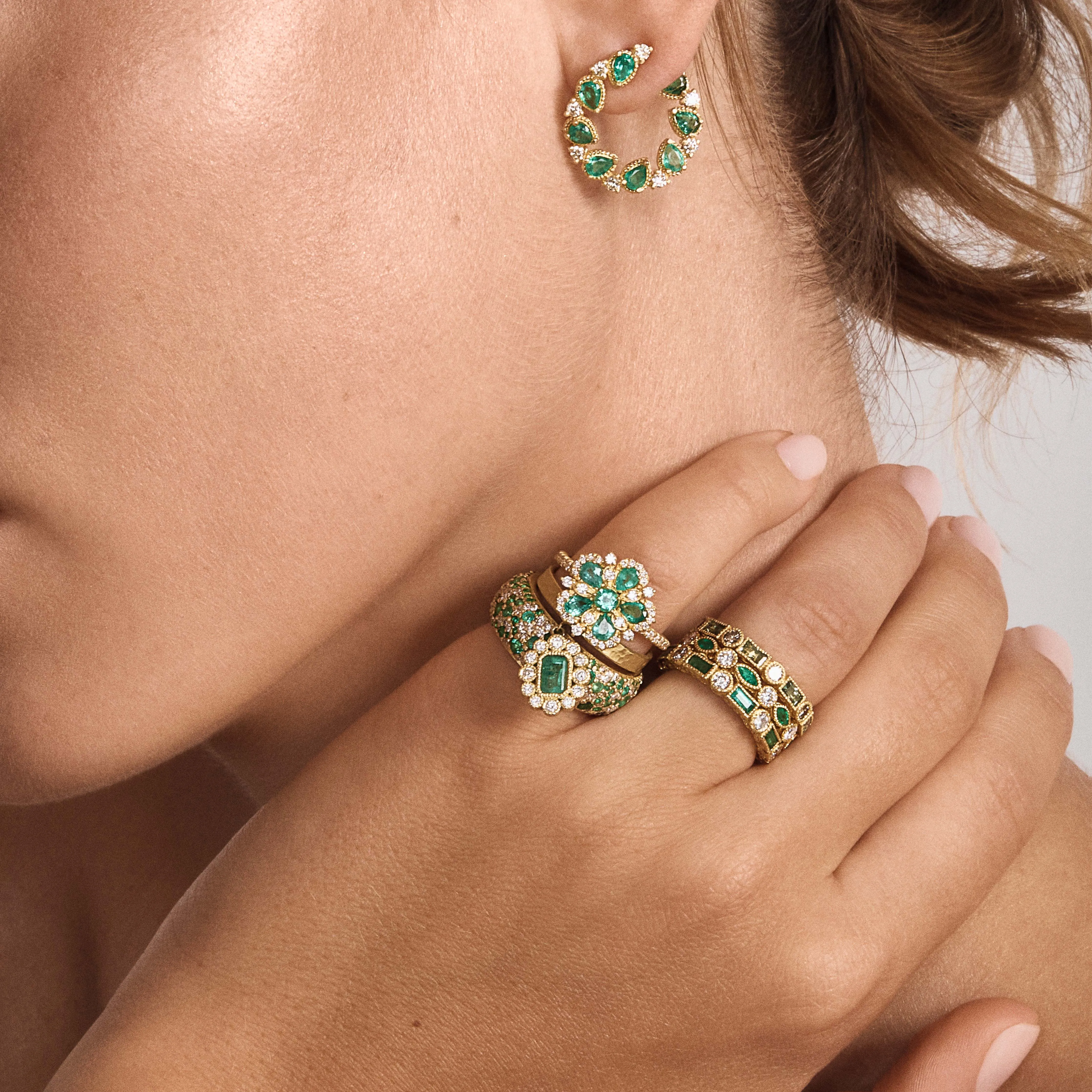 Marquise Blue Sapphire & Round Diamond Bezel Stack Ring sold by Tanya Farah product image thumbnail 2