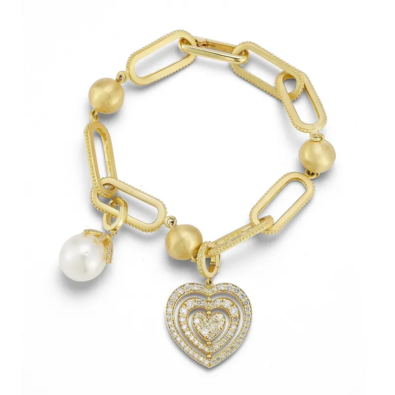 Gold Ball & Rectangular Link Bracelet sold by Tanya Farah