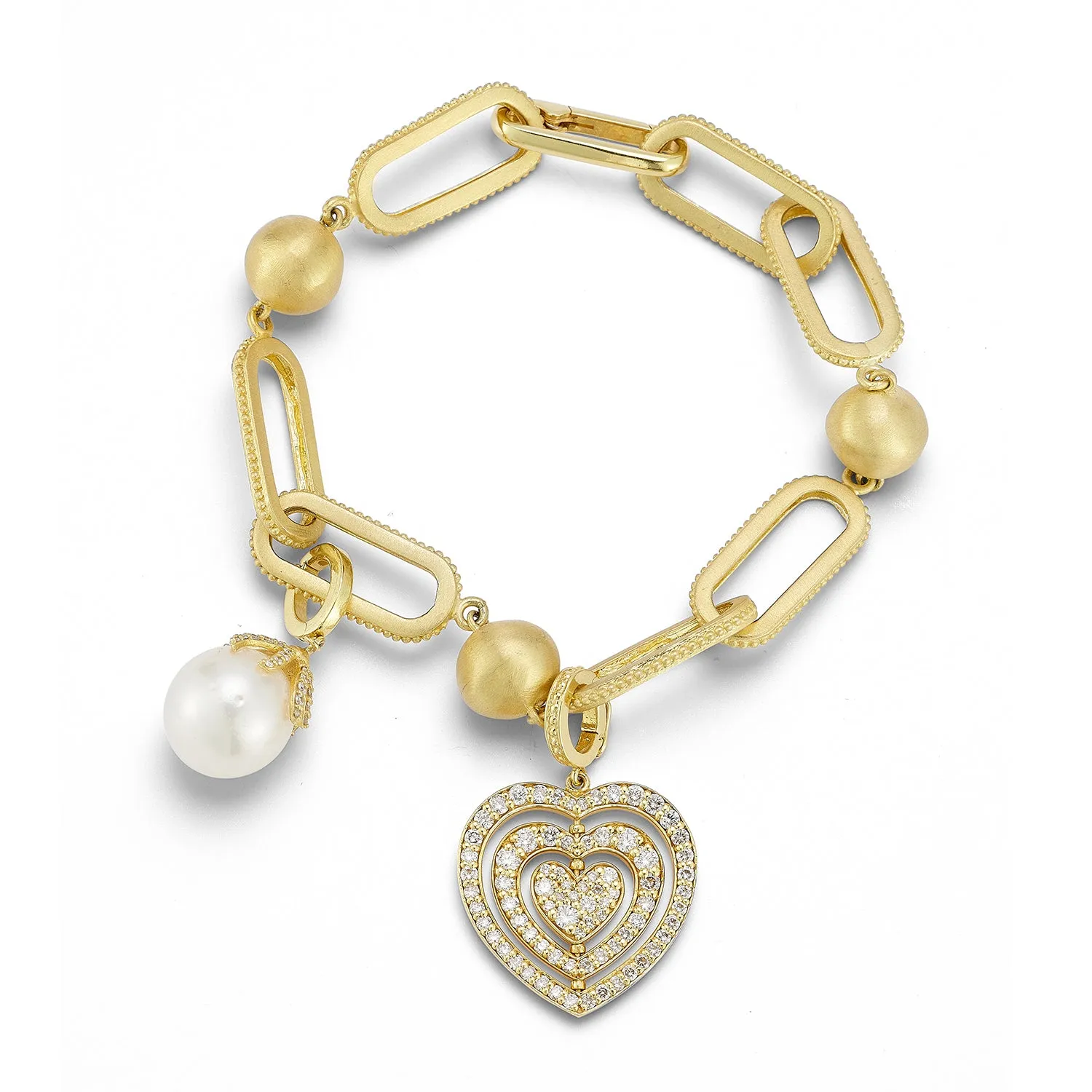 Gold Ball & Rectangular Link Bracelet sold by Tanya Farah