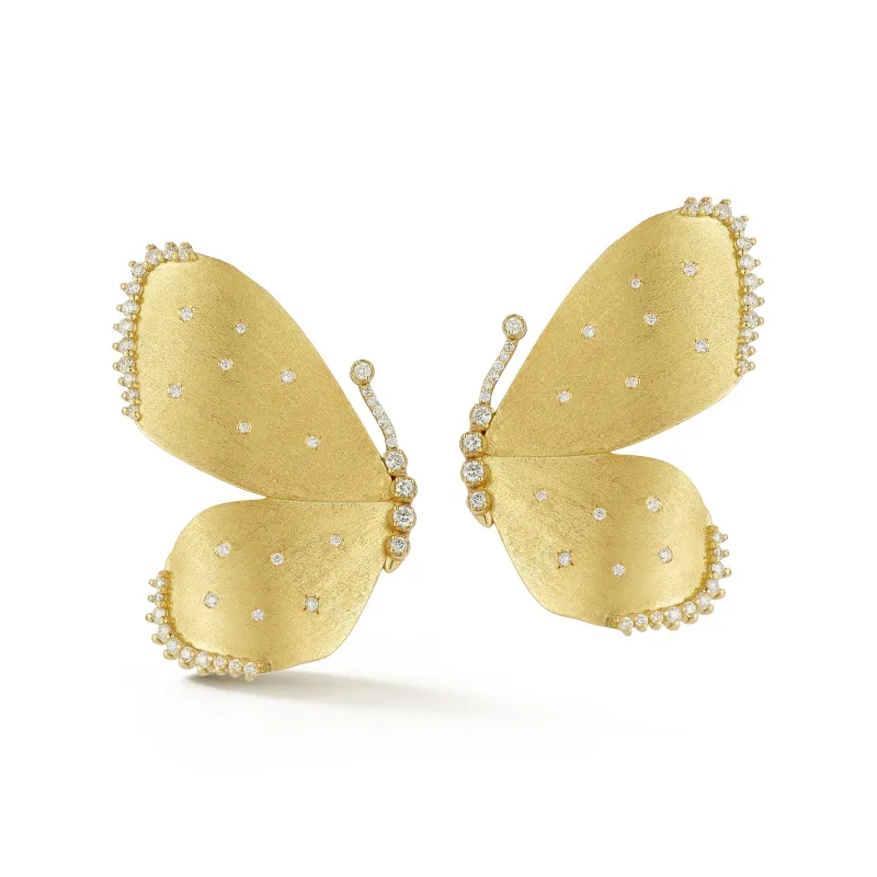 Large Scattered Diamond Butterfly Wing Earrings sold by Tanya Farah