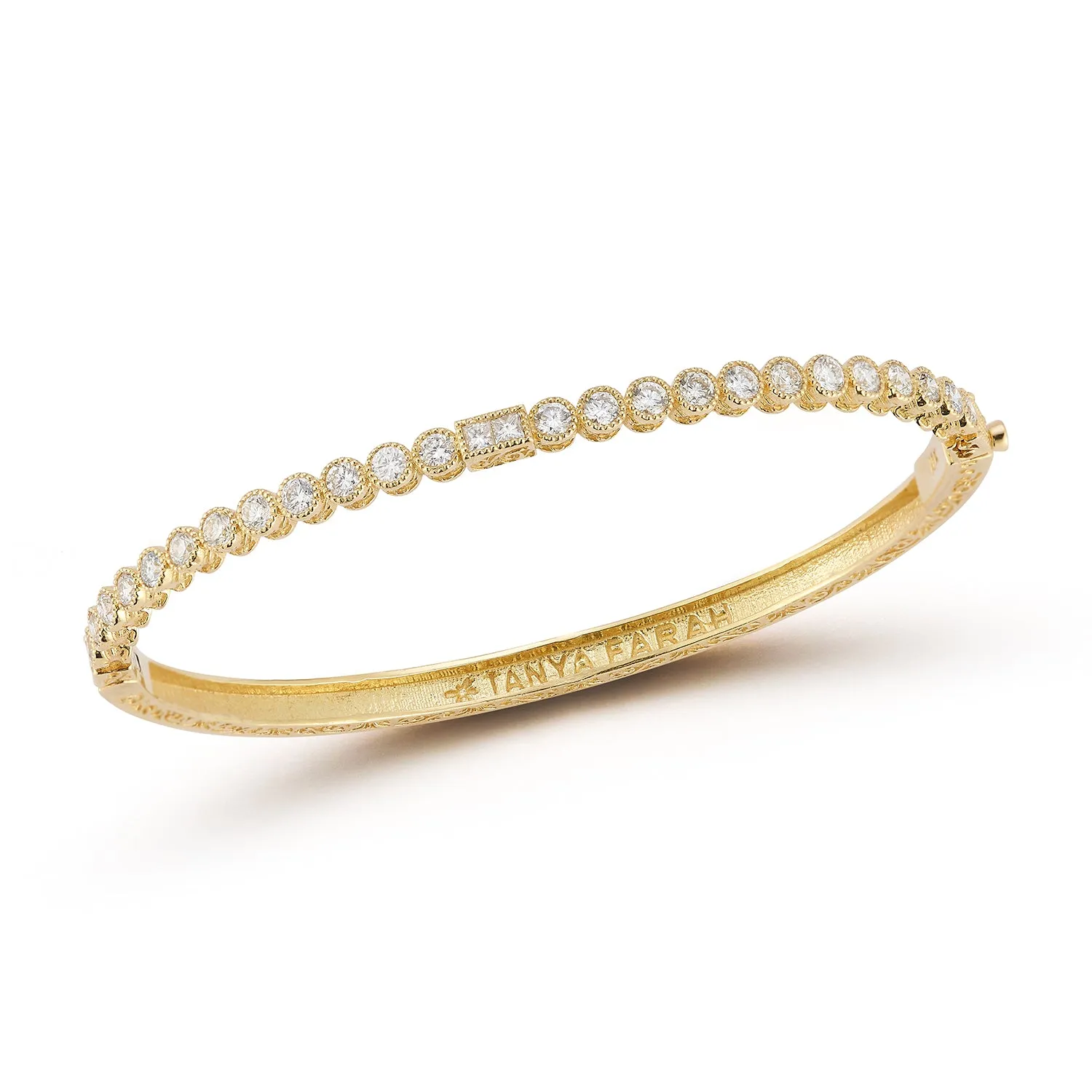 Diamond Round Bezel Bangle sold by Tanya Farah