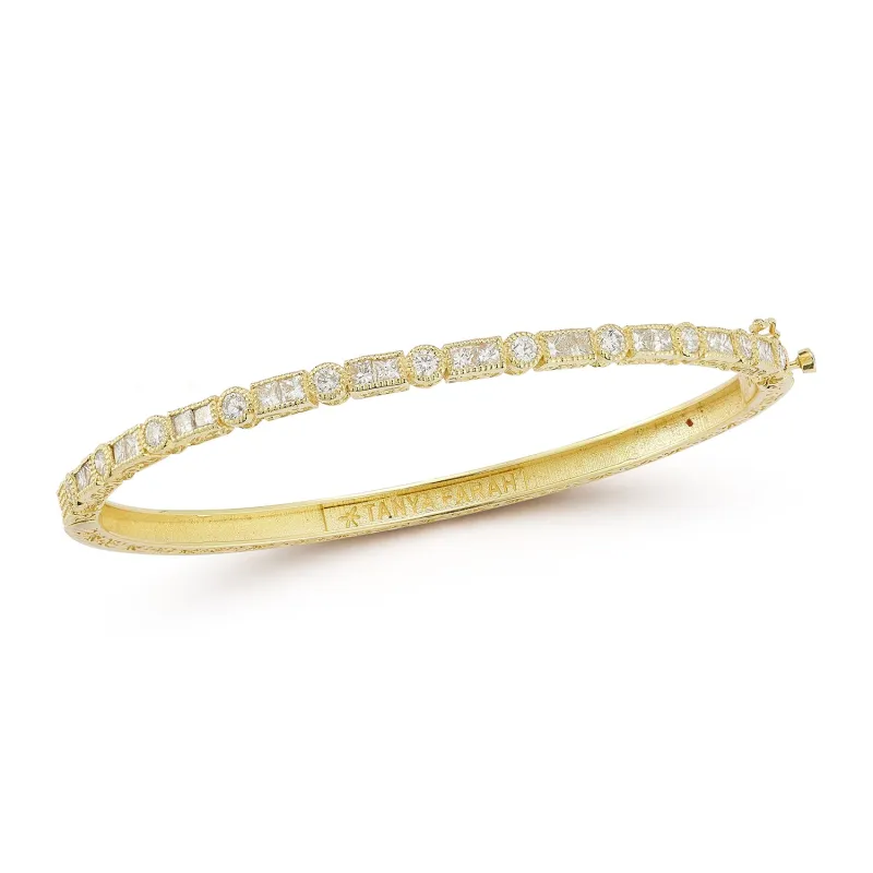 Diamond Baguette Bezel Bangle sold by Tanya Farah