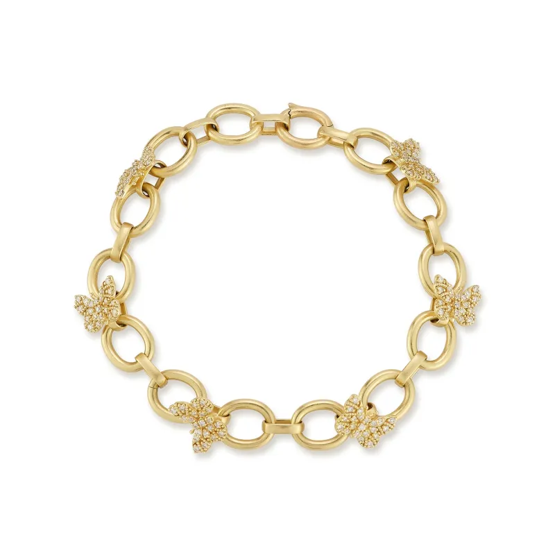 Small Link Diamond Butterfly Bracelet sold by Tanya Farah