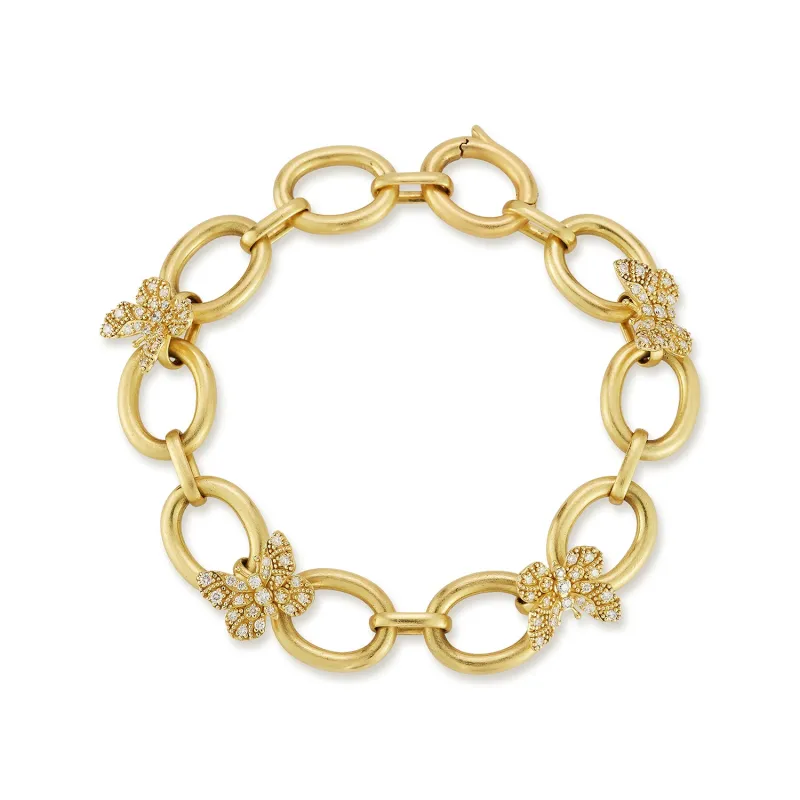 Large Link Diamond Butterfly Bracelet sold by Tanya Farah
