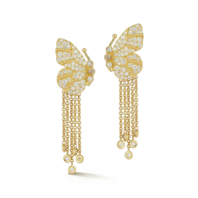 Medium Diamond Butterfly Wing Earrings sold by Tanya Farah