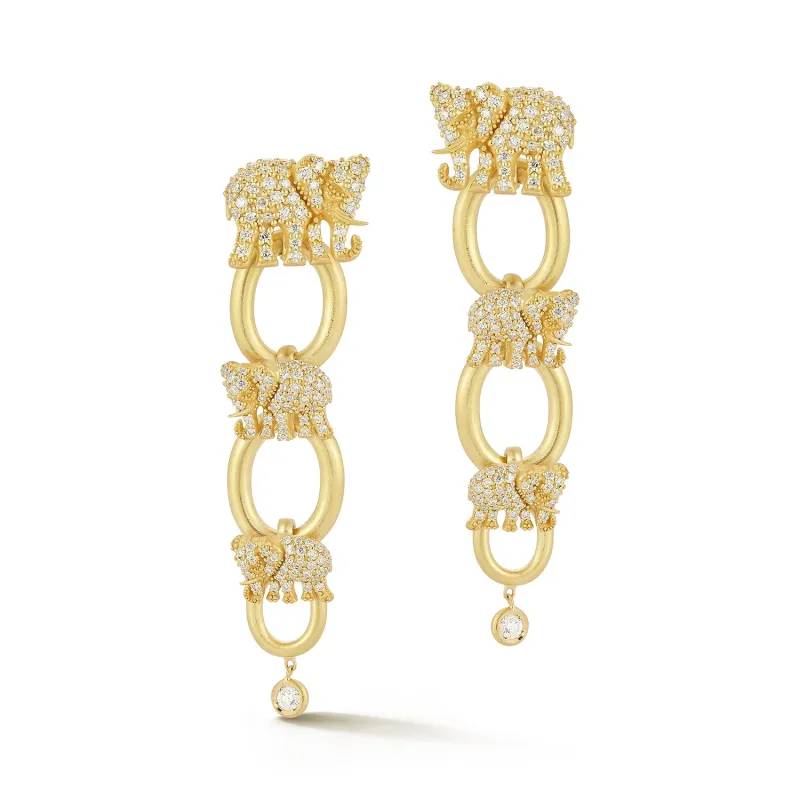 Elephant Diamond Link Earrings sold by Tanya Farah