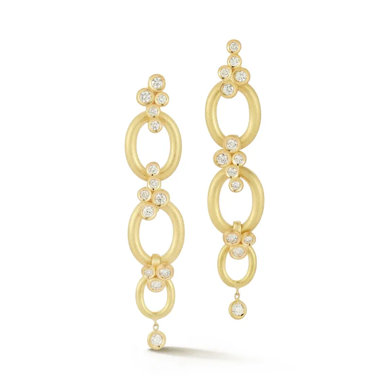 Bezel Diamond Link Earrings made by Tanya Farah