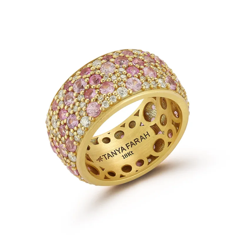 Large Pink Sapphire & Diamond Dome Ring sold by Tanya Farah