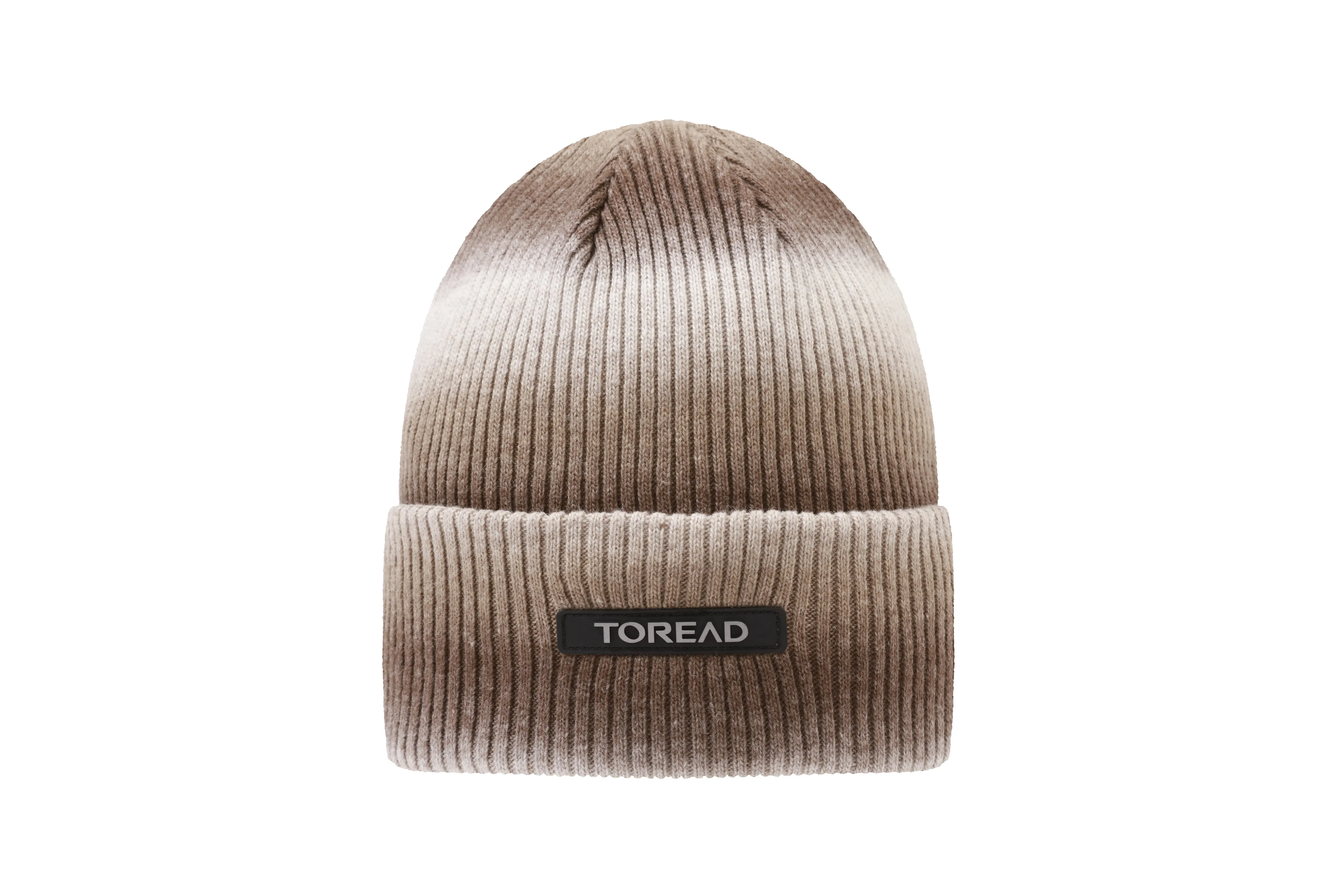 Acrylic Yarn Knit Beanie with Gradient Design Available in Natural Wood and Light Gray sold by Toread Gear