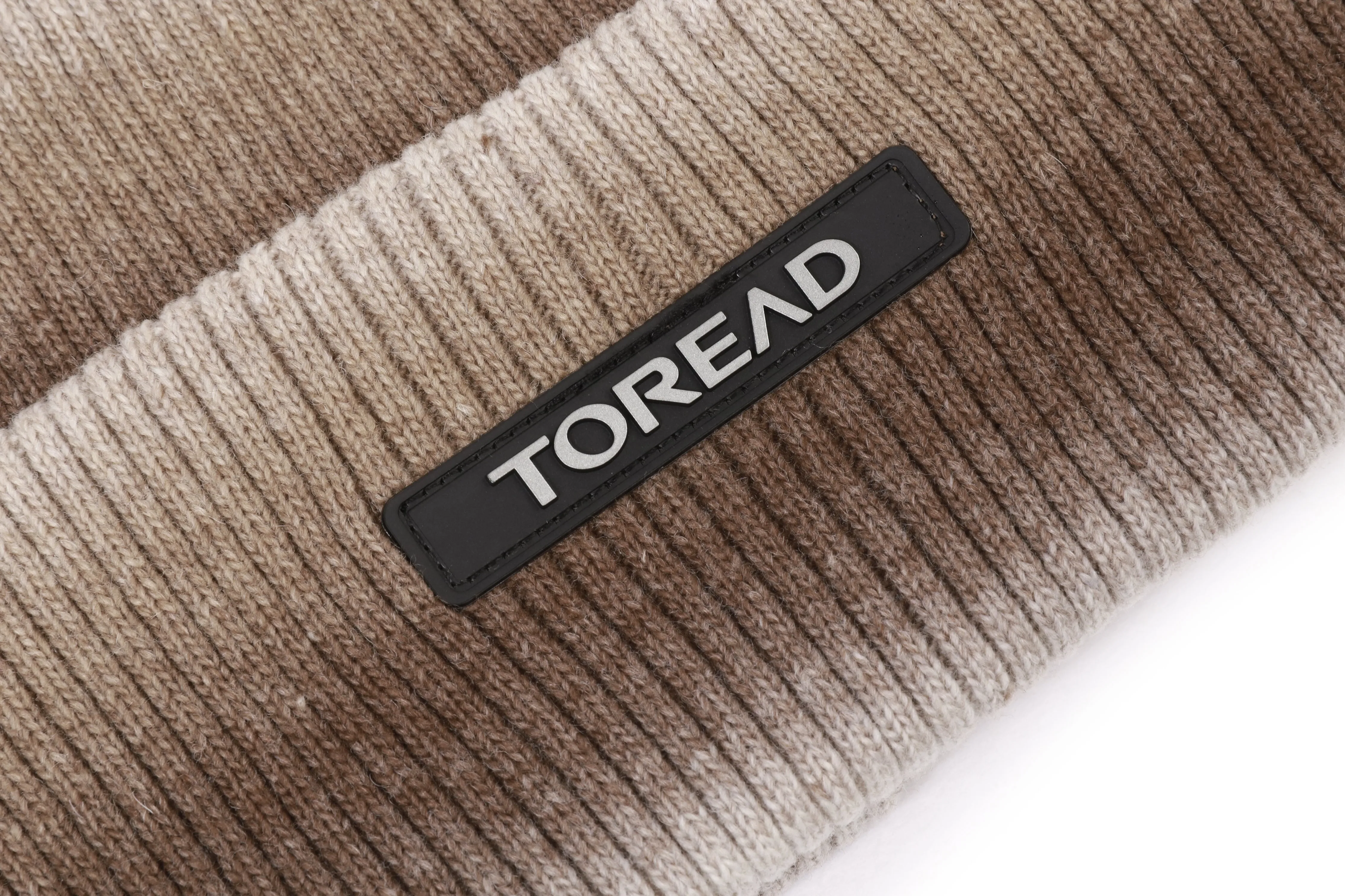 Acrylic Yarn Knit Beanie with Gradient Design Available in Natural Wood and Light Gray sold by Toread Gear product image thumbnail 2