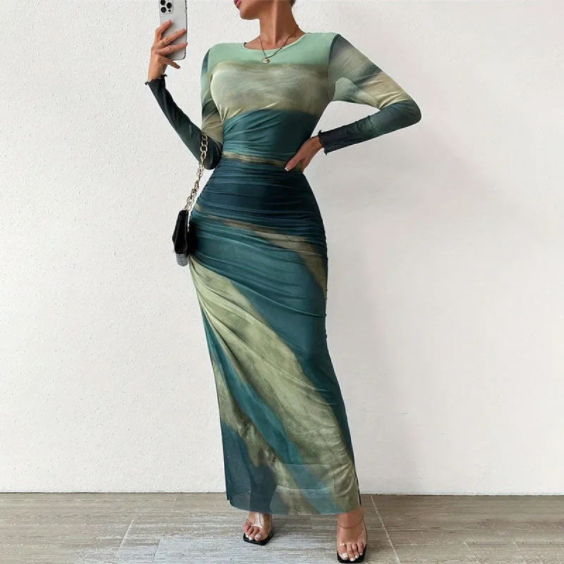 Tie-Dye Ruched Bodycon Dress sold by Viva Estel