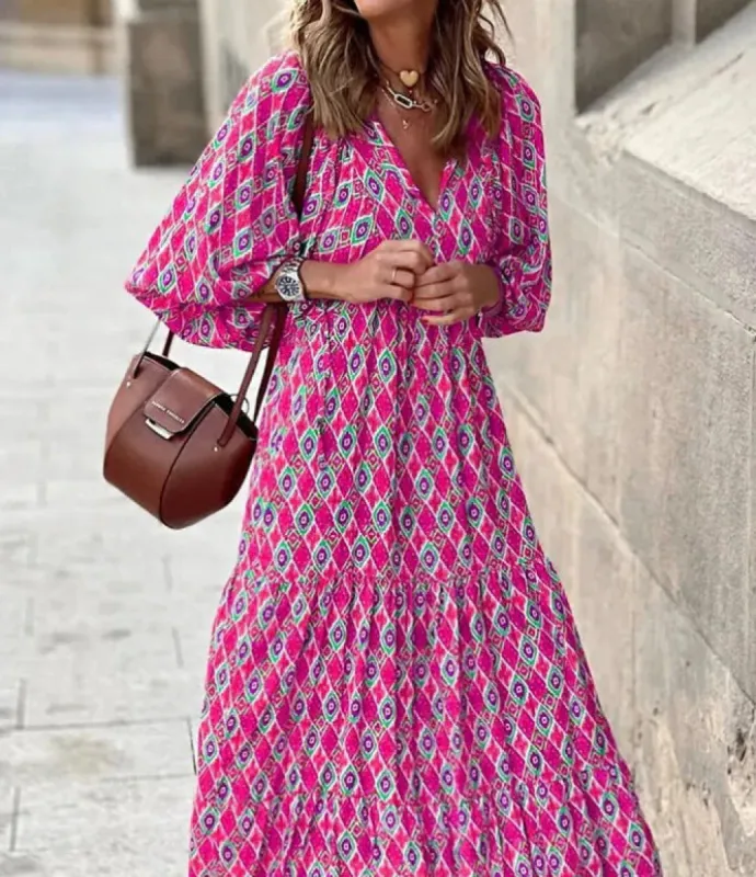 Bohemian Rose Diamond Maxi Dress sold by Viva Estel