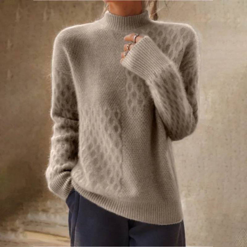 Brown Plain High Neck Sweater sold by Viva Estel