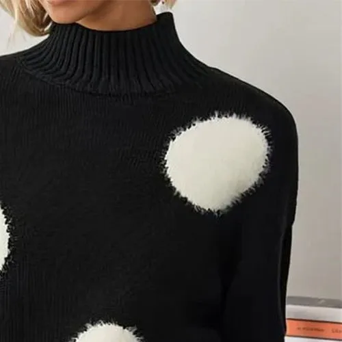 Black Mock Neck Long Sleeve Sweater sold by Viva Estel product image thumbnail 4