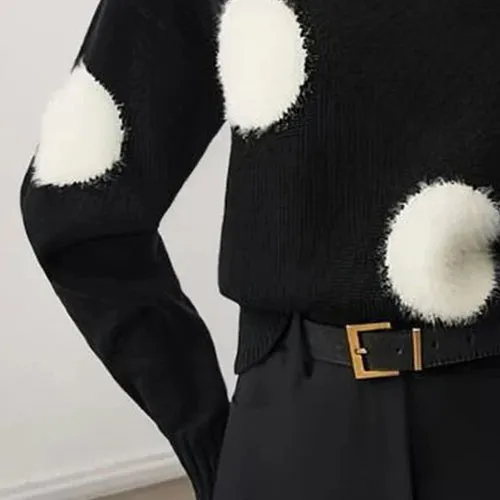 Black Mock Neck Long Sleeve Sweater sold by Viva Estel product image thumbnail 3