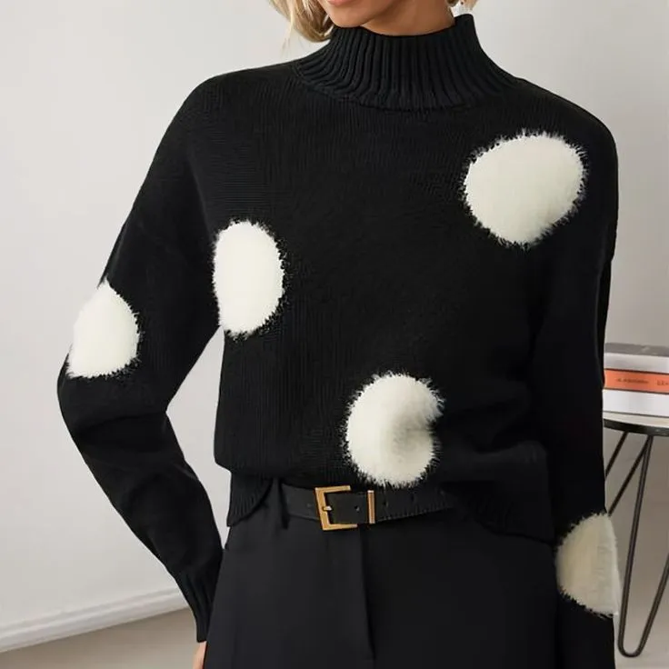 Black Mock Neck Long Sleeve Sweater sold by Viva Estel product image thumbnail 2
