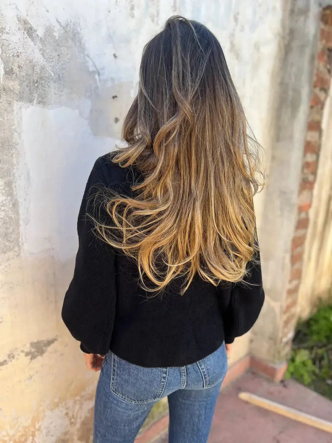 Dark Blue Plain V-Neck Long Sleeve Sweater sold by Viva Estel product image thumbnail 4