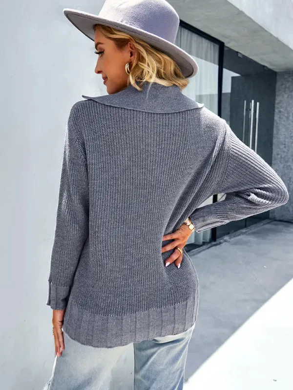 Grey V-Neck Long Sleeve Sweater sold by Viva Estel product image thumbnail 5