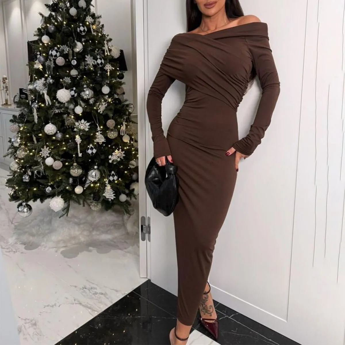 Sexy Off the Shoulder Plain Maxi Dress sold by Viva Estel