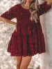 Red Short Sleeve Round Neck Mini Dress sold by Viva Estel