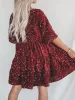 Red Short Sleeve Round Neck Mini Dress sold by Viva Estel