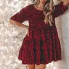 Red Short Sleeve Round Neck Mini Dress sold by Viva Estel