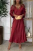 Red Long Sleeve Plain Maxi Dress sold by Viva Estel