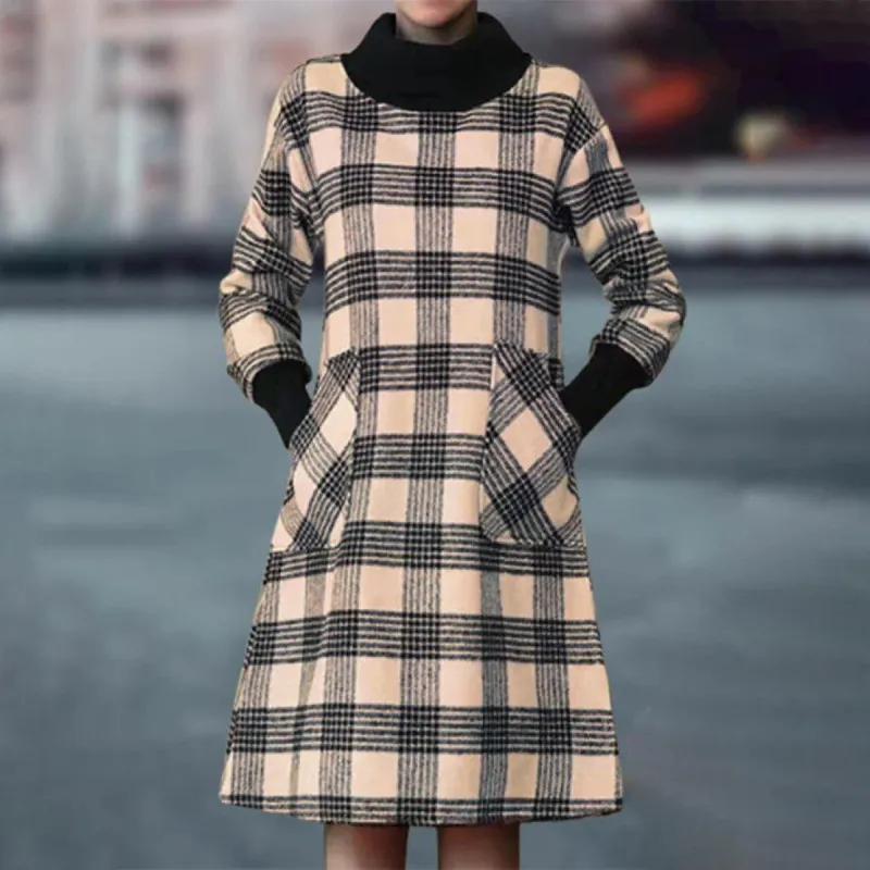 Popular Long Sleeve Check Midi Dress sold by Viva Estel