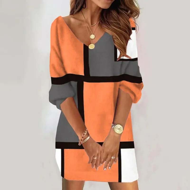 Groovy V-Neck Orange Mini Dress sold by Viva Estel