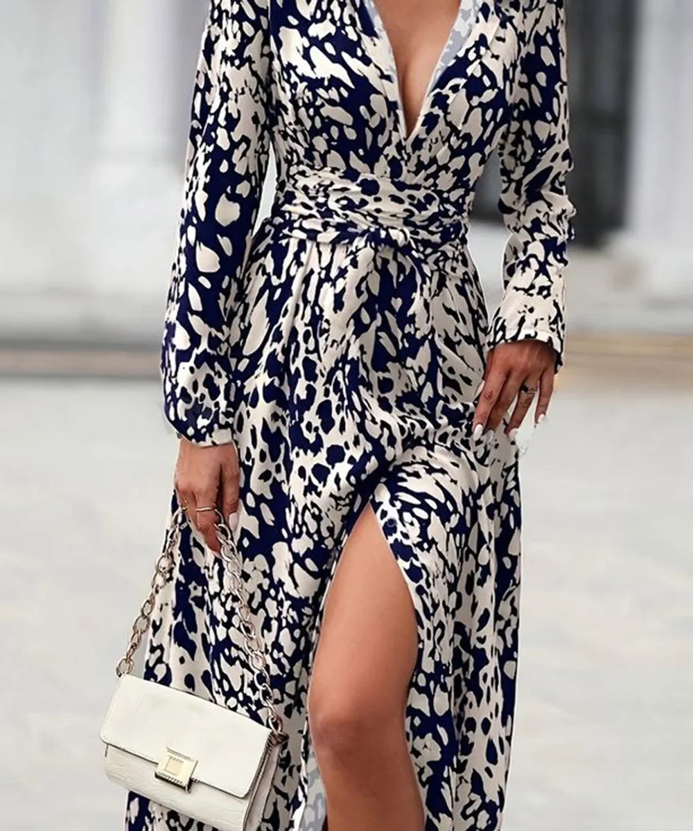 Navy Collared Long Sleeve Midi Dress sold by Viva Estel product image thumbnail 3