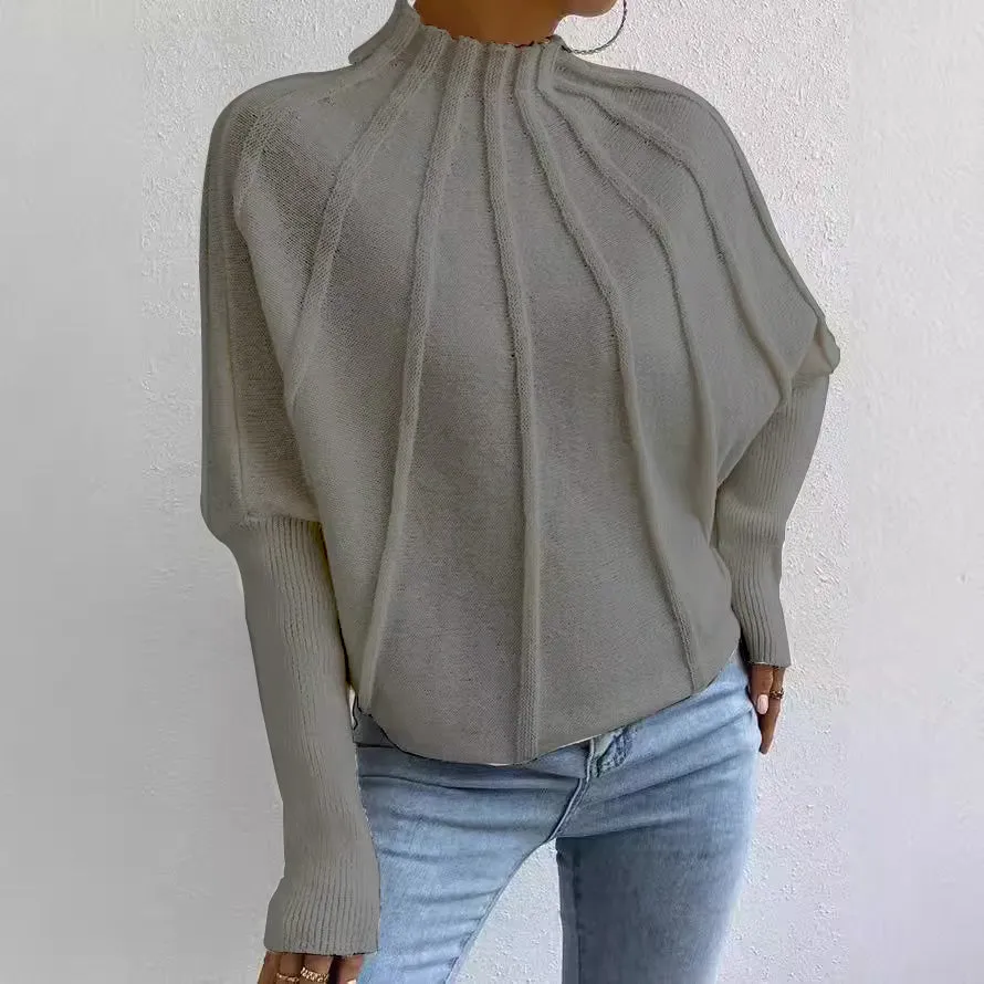 Versatile Grey Plain Mock Neck Sweater sold by Viva Estel