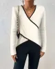 Ivory V-Neck Long Sleeve Sweater sold by Viva Estel